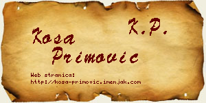 Kosa Primović vizit kartica